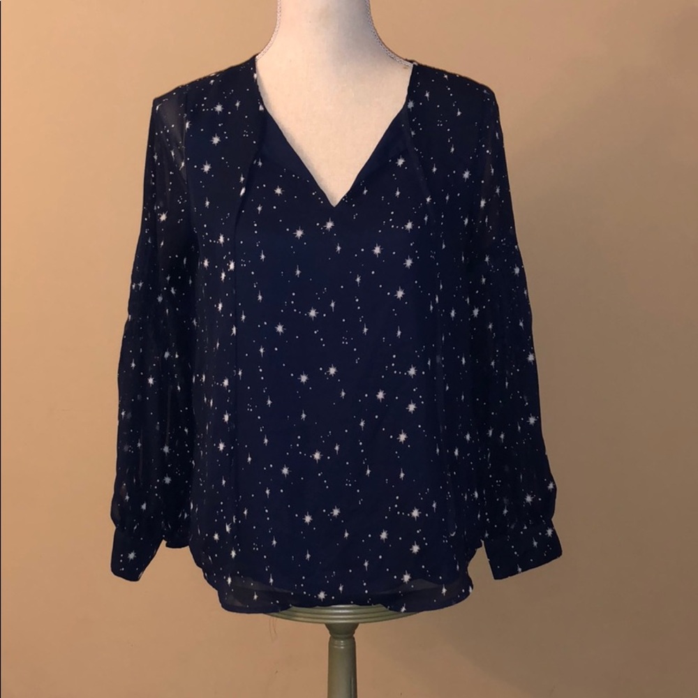 Q & A Blue Starry Blouse